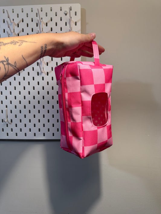 Pink Checker Wipe Pouch