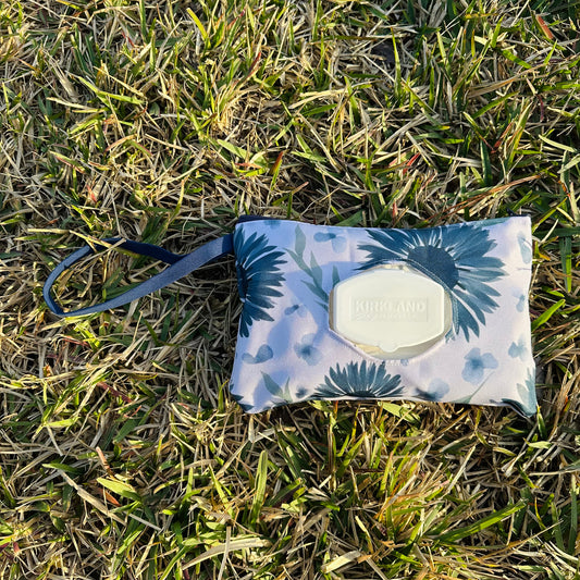 Blue Floral Wipe Pouch