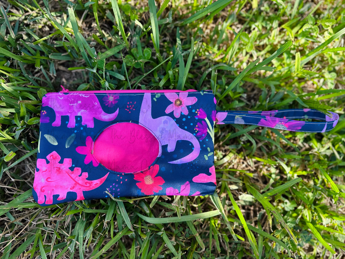 Pink Dinosaur Wipe Pouch