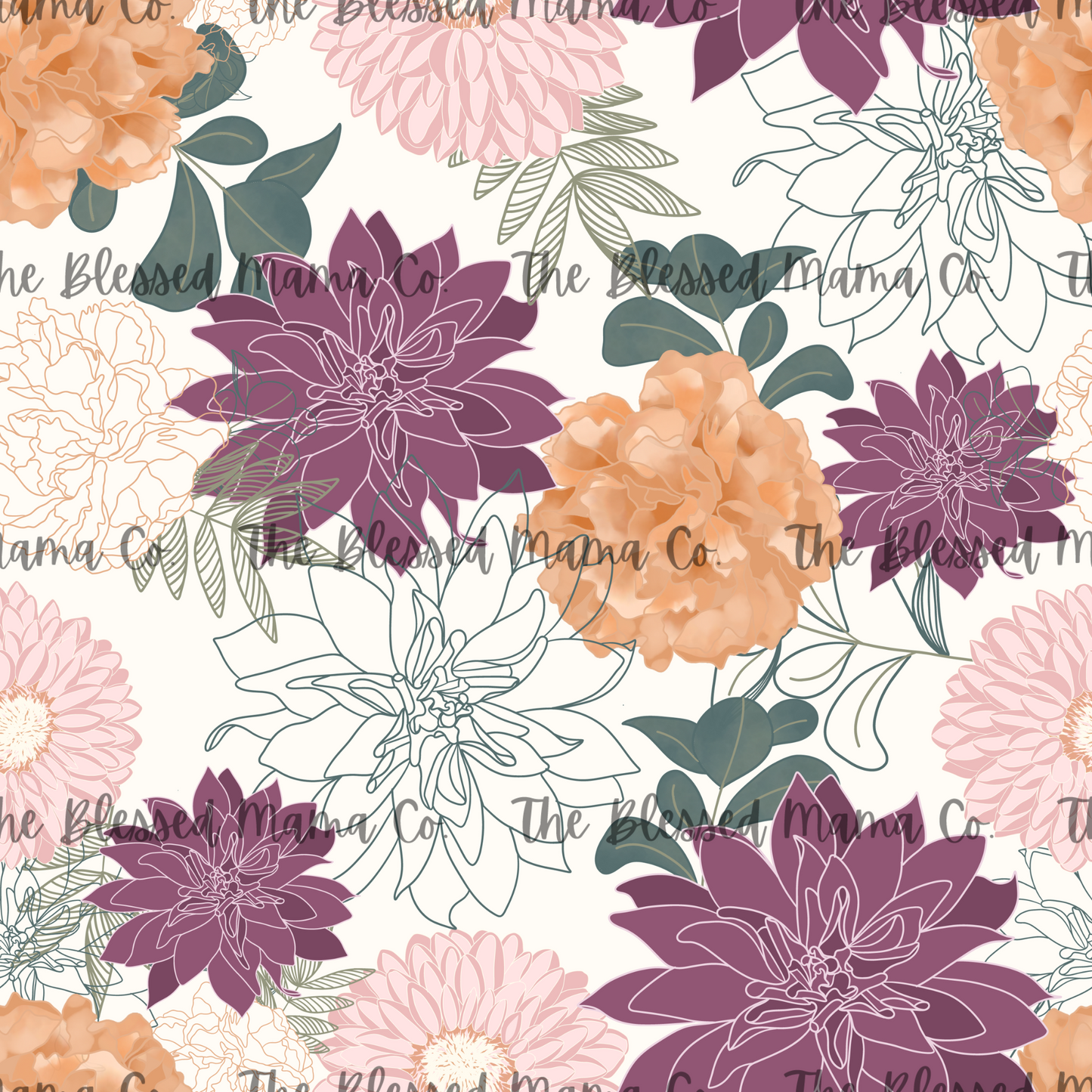 Purple Orange Floral Custom