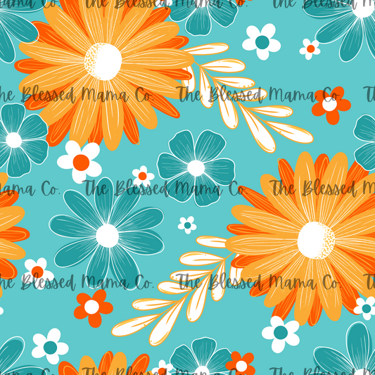 Blue Orange Basic Floral Custom