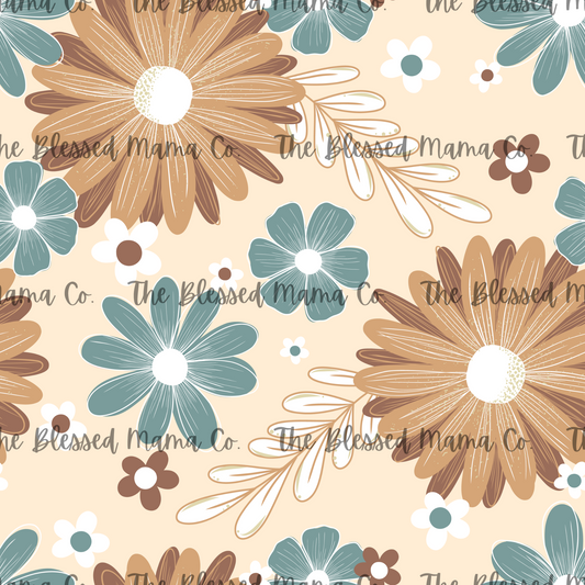 Tan Blue Basic Floral Custom