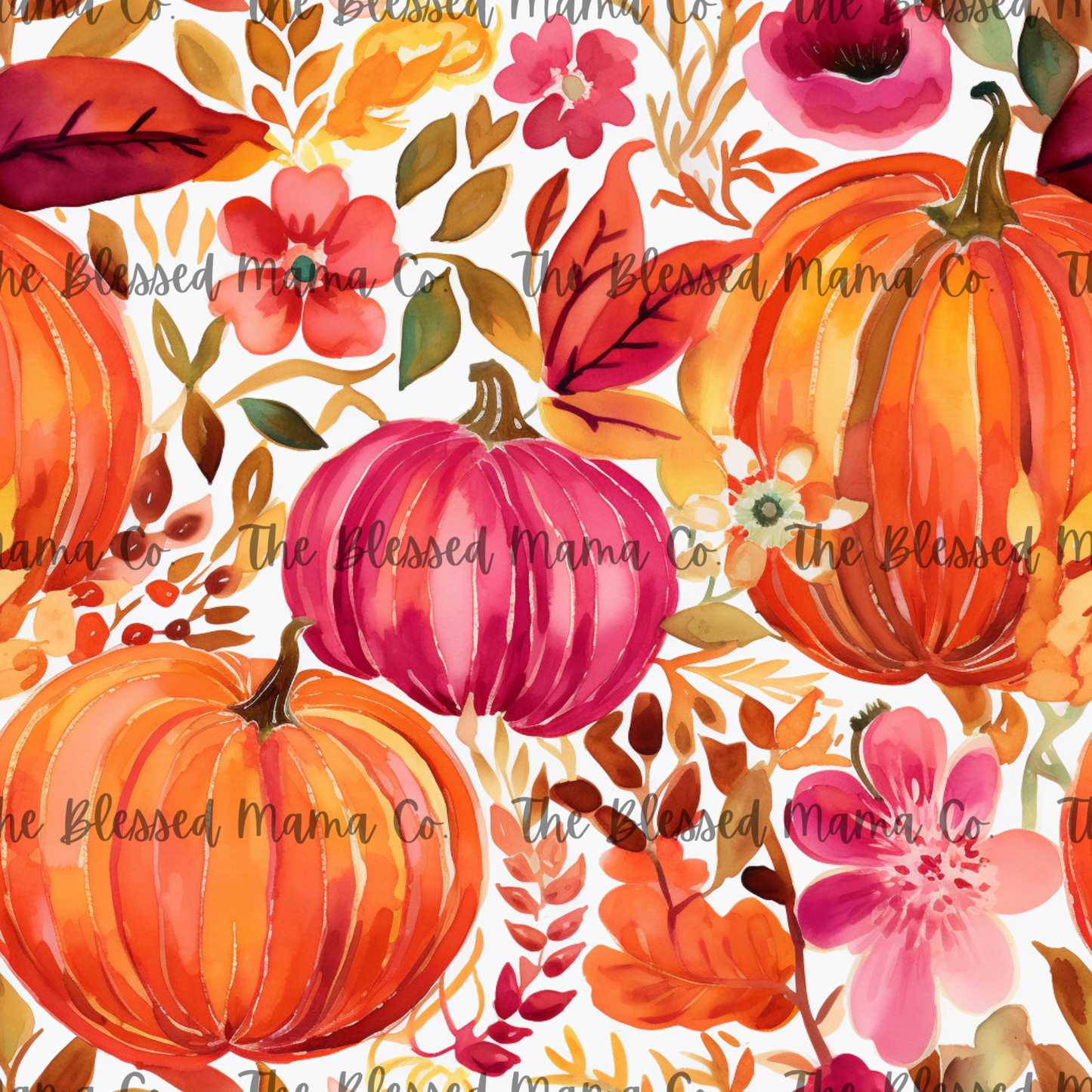 Watercolor Pumpkin Floral Custom